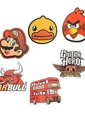Gaming Sticker Lot Mario Angry Birds Guitar Hero Duck Face Retro Mixed Set